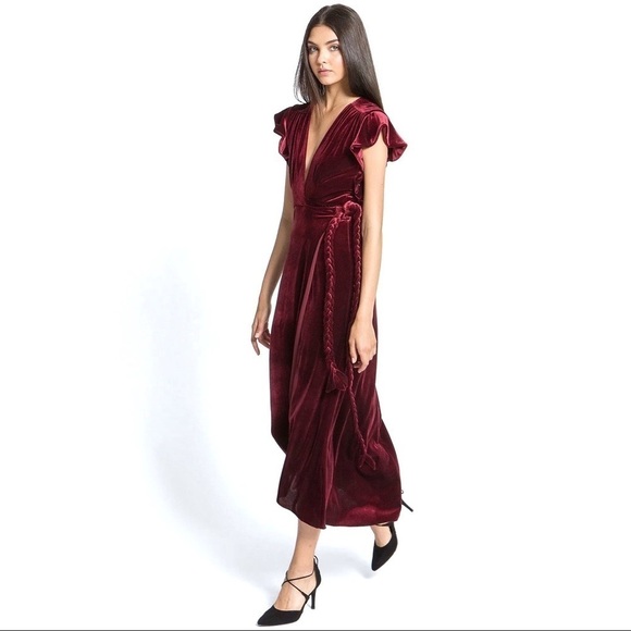 MISA Los Angeles Carolina Velvet Maxi Dress in Wine Size XS - Picture 1 of 14